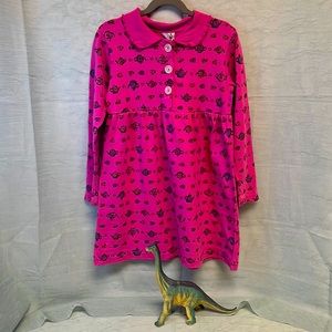 Vintage So Fun! Pink with Teapots and Teacups Kids Dress | size 7